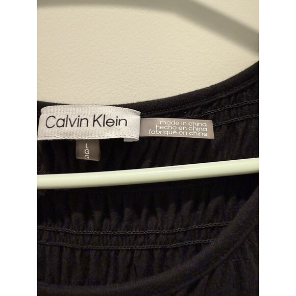 Women’s Calvin Klein black Crew Neck Sleeveless Smocked Maxi Dress L Large - Picture 3 of 6
